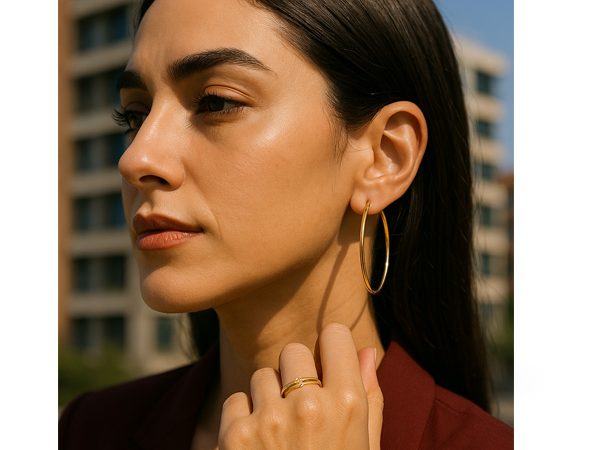 گوشواره طلا 18 عیار مدل حلقه ای بزرگ