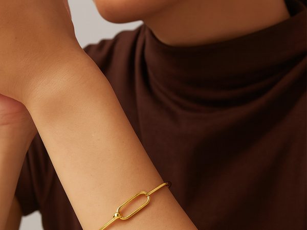 بنگل طلا ۱۸ عیار مدل قفل گوی