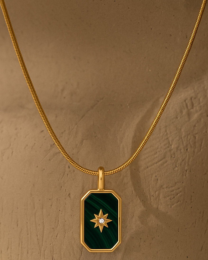 پلاک طلا ستاره مالاکیت