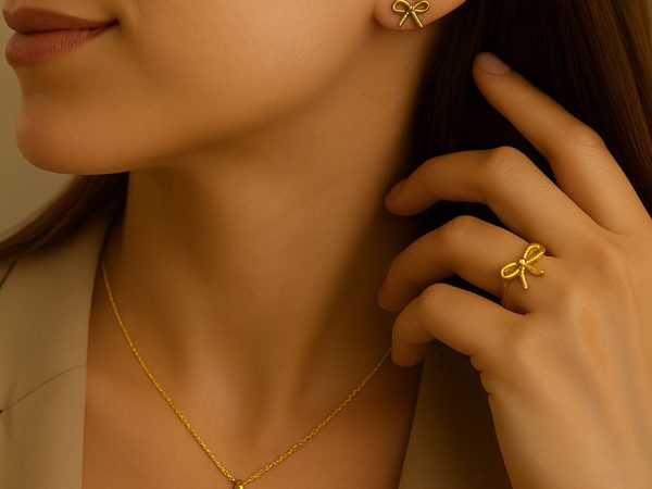 نیم ست طلا ۱۸ عیار مدل پاپیون