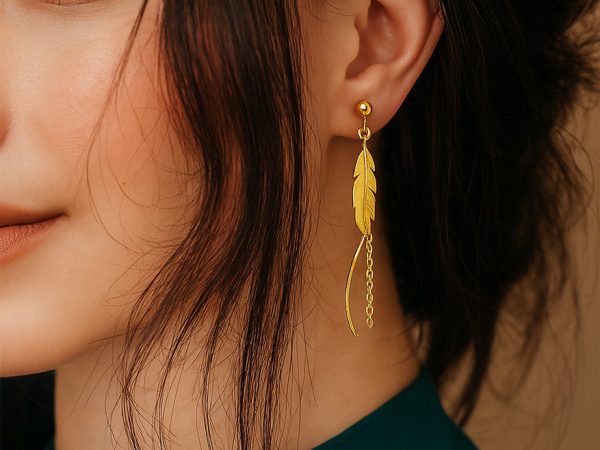 گوشواره طلا ۱۸ عیار مدل پر آویز