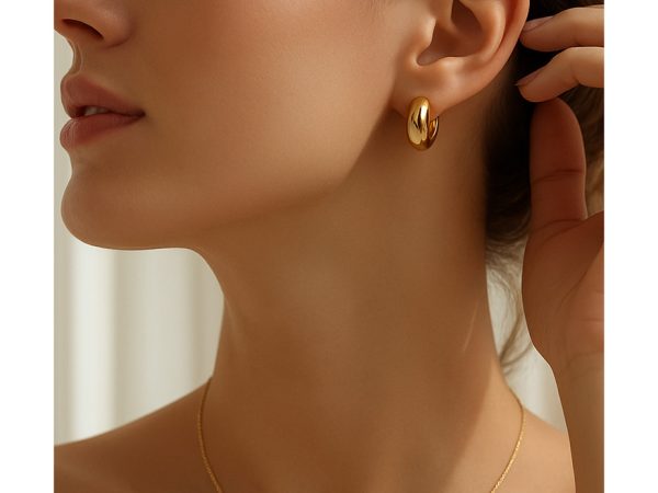 گوشواره طلا ۱۸ عیار مدل حلقه ضخیم