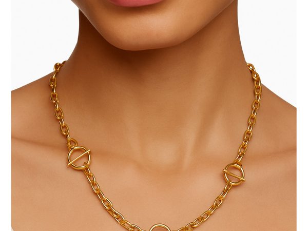 گردنبند طلا ۱۸ عیار مدل دایره و خط یورمن