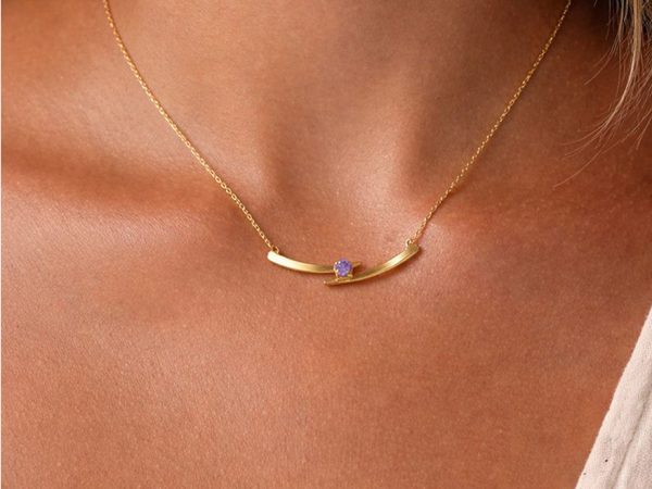 گردنبند طلا ۱۸ عیار مدل لاین آمتیست