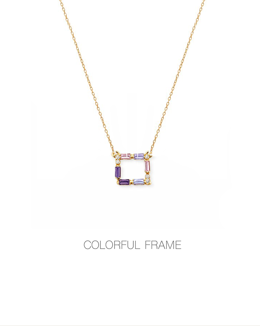 گردنبند طلا قاب رنگین